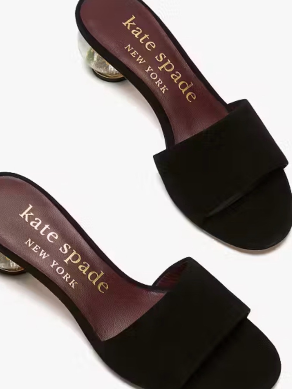 kate spade Black Slide Mules with Jewel-Embellished Heel